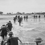 The first wave of assault troops land at Ramree Island