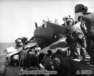 A crashed Grumman Hellcat of 804 Squadron